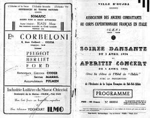 OUJDA 1954 PLAQUETE DE L ASSOCIATION DU CORPS EXPEDITIONNAIRE FRANCAIS